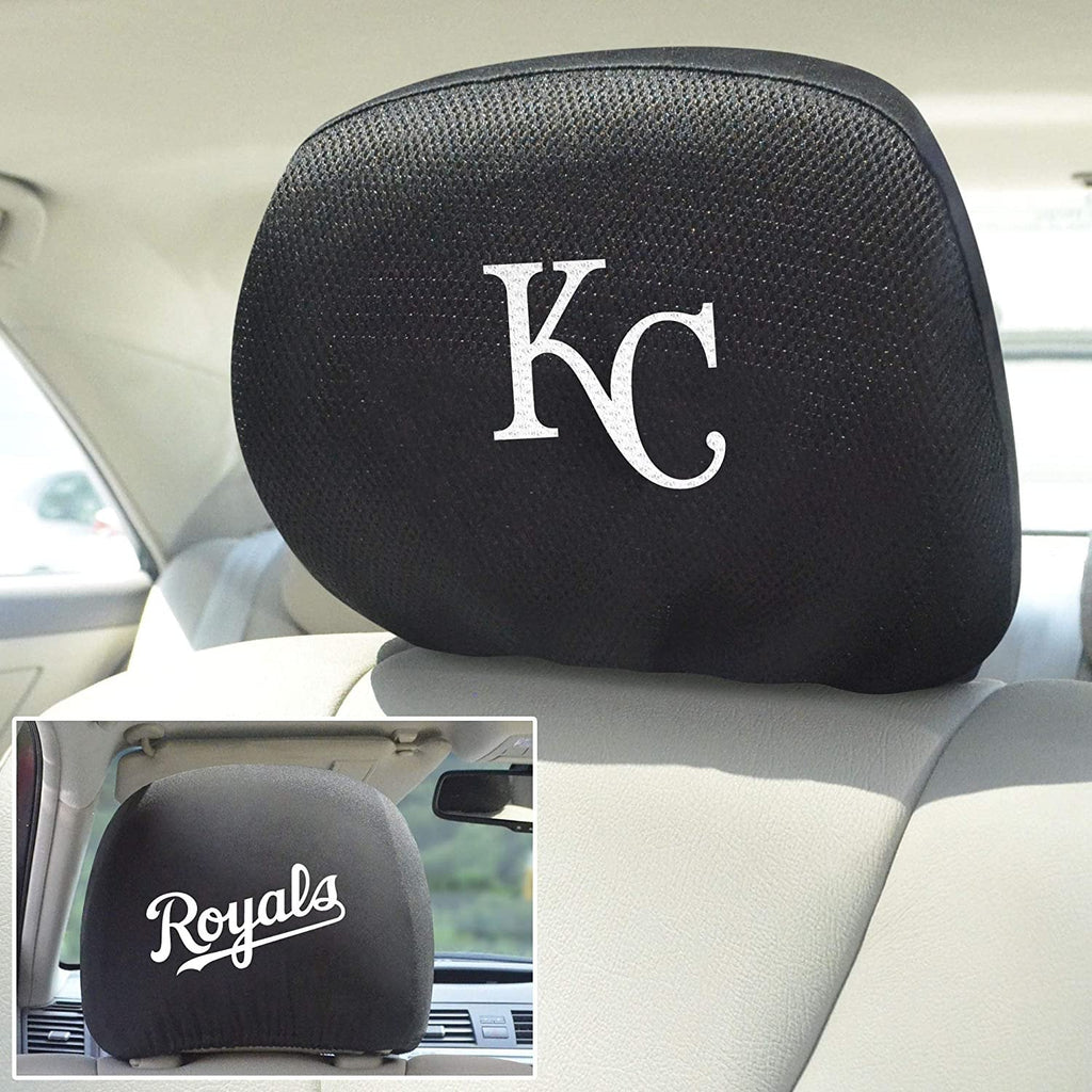 Kansas City Royals Pair Premium Embroidered Auto Head Rest Covers Black Elastic