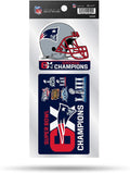 New England Patriots 6-Time Champions 2-Piece Double Up Die Cut Sticker Decal Sheet, 4x8 Inch