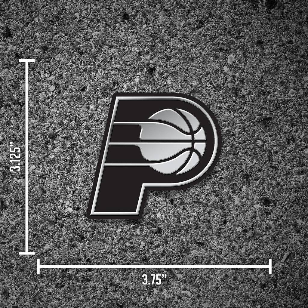 Indiana Pacers Auto Emblem, Silver Chrome Color, Raised Molded Plastic, Adhesive Tape Backing