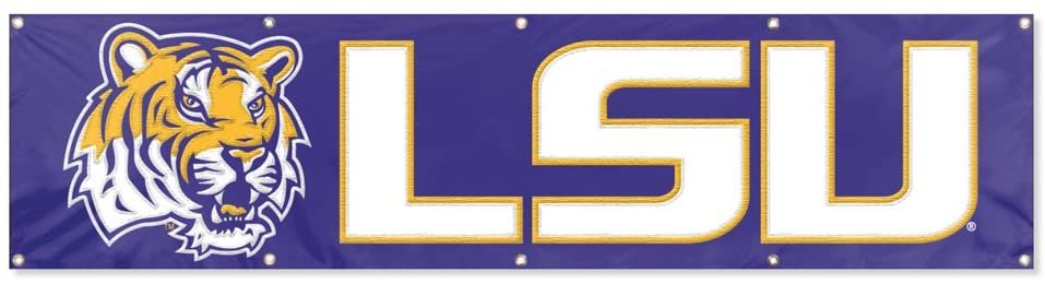 Louisiana State University Tigers LSU Giant 8x2 Flag Banner Embroidered Applique