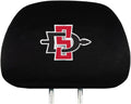 San Diego State University Aztecs Premium Pair of Auto Head Rest Covers, Black, Elastic, 10x14 Inch
