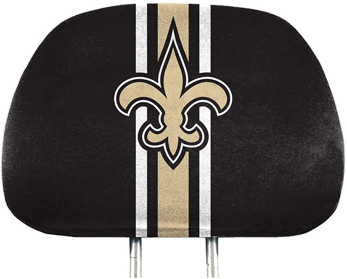 New Orleans Saints Premium Pair of Auto Head Rest Covers, Full Color Printed, Elastic, 10x14 Inch