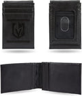 Vegas Golden Knights Premium Black Leather Wallet, Front Pocket Magnetic Money Clip, Laser Engraved, Vegan