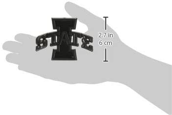 Iowa State University Cyclones Auto Emblem, Plastic Molded, Silver Chrome Color, Raised 3D Effect, Adhesive Backing