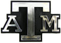 Texas A&M University Aggies Auto Emblem, Plastic Molded, Silver Chrome Color, Raised 3D Effect, Adhesive Backing