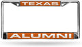 University of Texas Longhorns Alumni Chrome Metal License Plate Frame Tag Cover, Laser Acrylic Mirrored Inserts, 12x6 Inch
