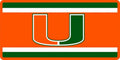 University of Miami Hurricanes Premium Laser Cut Tag License Plate, Super Stripe Design, Mirrored Acrylic Inlaid, 6x12 Inch