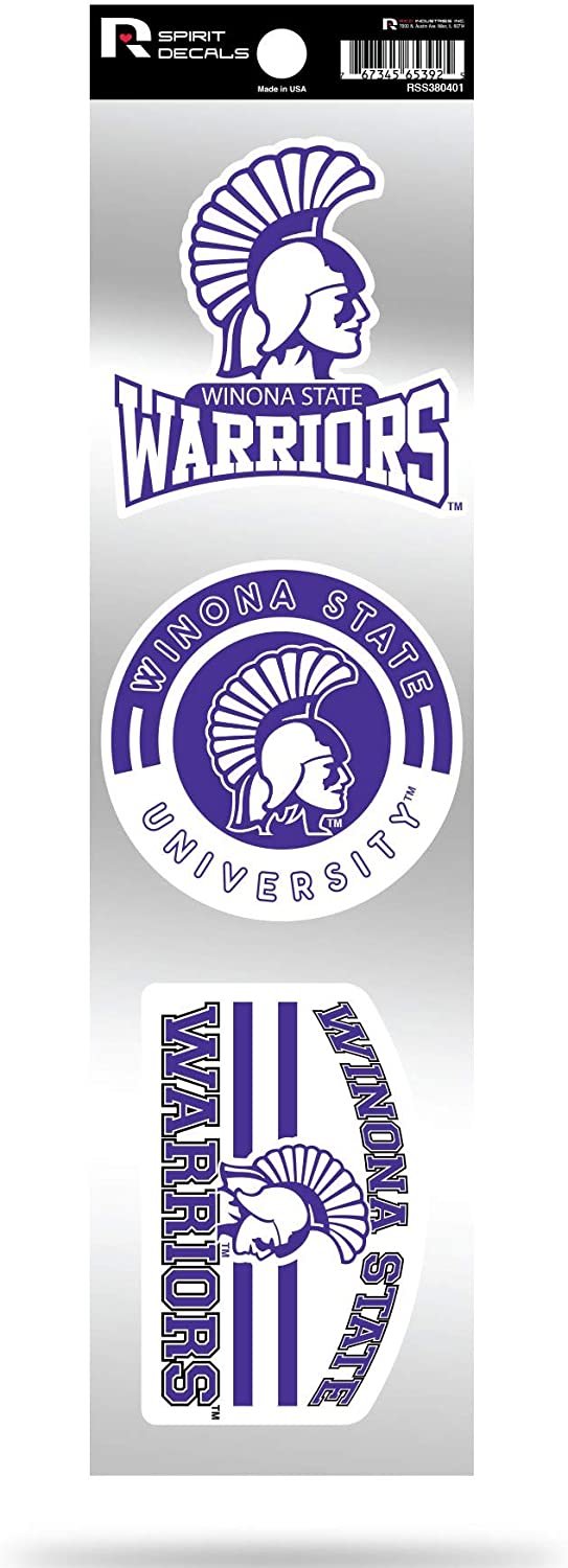 Winona State Warriors Triple Retro Throwback Spirit Decals Flat Vinyl Auto Home Sticker Sheet University of