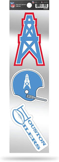 Tennessee Titans - Houston Oilers 3-Piece Retro Decal Sticker Sheet, Die Cut, Clear Backing, 3x12 Inch