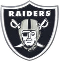 Las Vegas Raiders Premium Solid Metal Raised Auto Emblem, Team Color, Shape Cut, Adhesive Backing