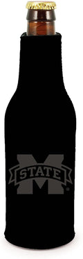 Mississippi State Bulldogs 2-Pack Zipper Bottle Tonal Black Beverage Insulator Neoprene Holder Cooler University of