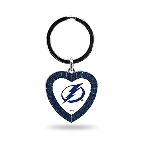 Rico Industries NMKH9201NV: Lightning Colored Rhinestone Heart Keychain - Navy