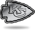 Kansas City Chiefs Auto Emblem, Silver Chrome Color, Raised Molded Plastic, 3.5 Inch, Adhesive Tape Backing