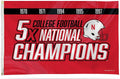 University of Nebraska Cornhuskers 3x5 Flag Banner 5-Time Champions with Metal Grommets Outdoor House University of