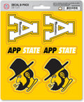 Appalachian State University Mountaineers 6-Piece Decal Sticker Set, 5x6 Inch Sheet, Gift for football fans for any hard surfaces around home, automotive, personal items