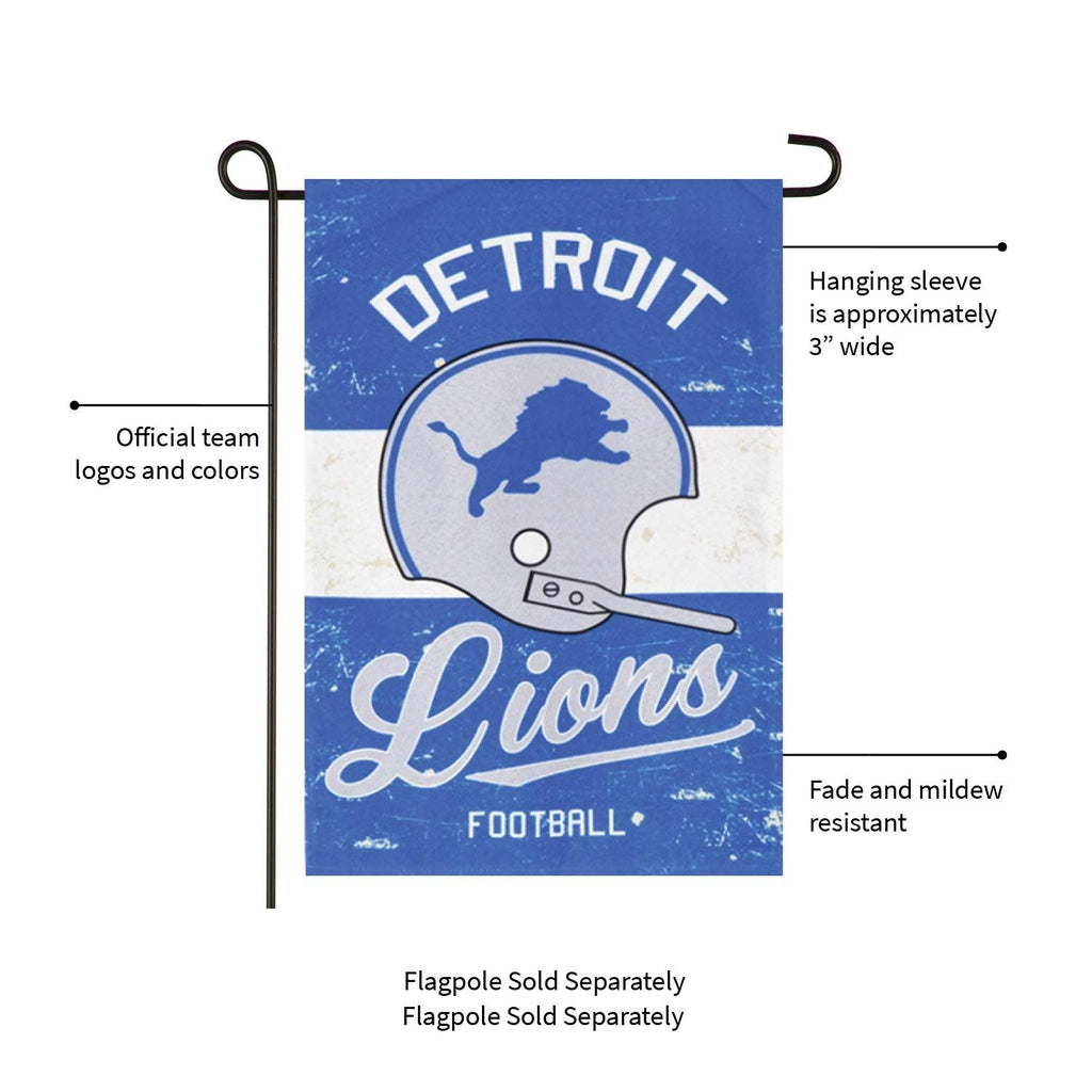 Detroit Lions Premium Double Sided Garden Flag Banner, Vintage Design, Linen, 13x18 Inch, Outdoor, Display Pole Sold Separately