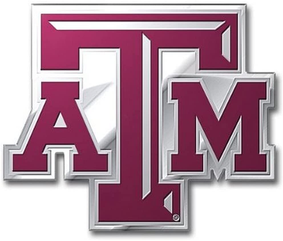 Texas A&M University Aggies Embossed Color Auto Emblem Aluminum Metal Raised Decal Sticker Full Adhesive Backing