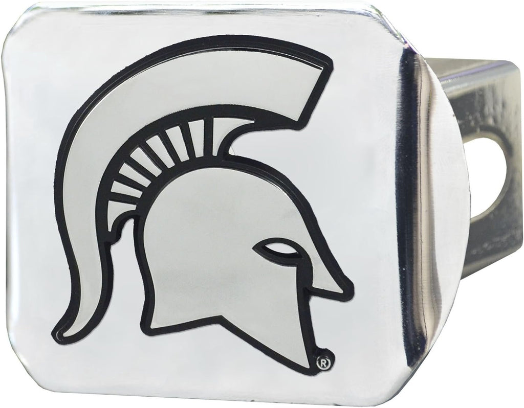 Michigan State University Spartans Hitch Cover Solid Metal with Raised Chrome Metal Emblem 2" Square Type III
