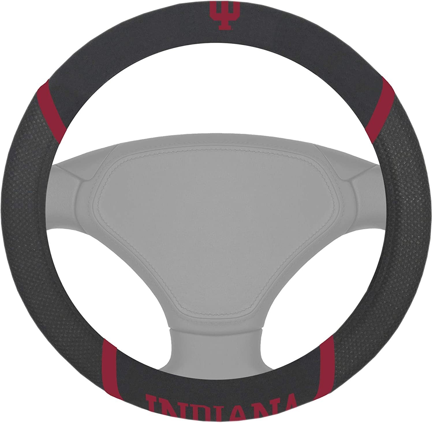 Indiana Hoosiers Steering Wheel Cover Premium Embroidered Black 15 Inch University