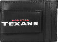 Houston Texans Black Leather Wallet, Front Pocket Magnetic Money Clip, Printed Logo