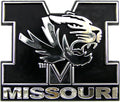 University of Missouri Tigers Silver Chrome Color Auto Emblem Molded Raised Adhesive Tape Backing