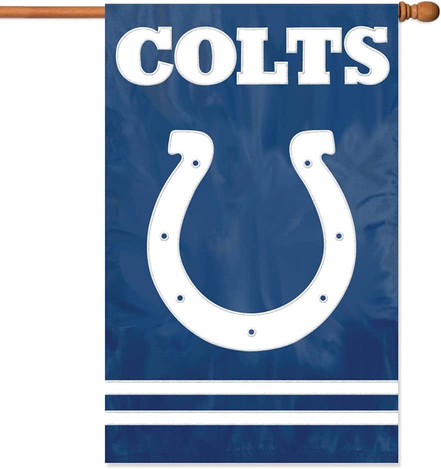 Indianapolis Colts Double Sided Banner Flag Embroidered Applique 44x28 Inch