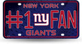 New York Giants #1 Fan Metal License Plate Tag Aluminum Novelty 12x6 Inch