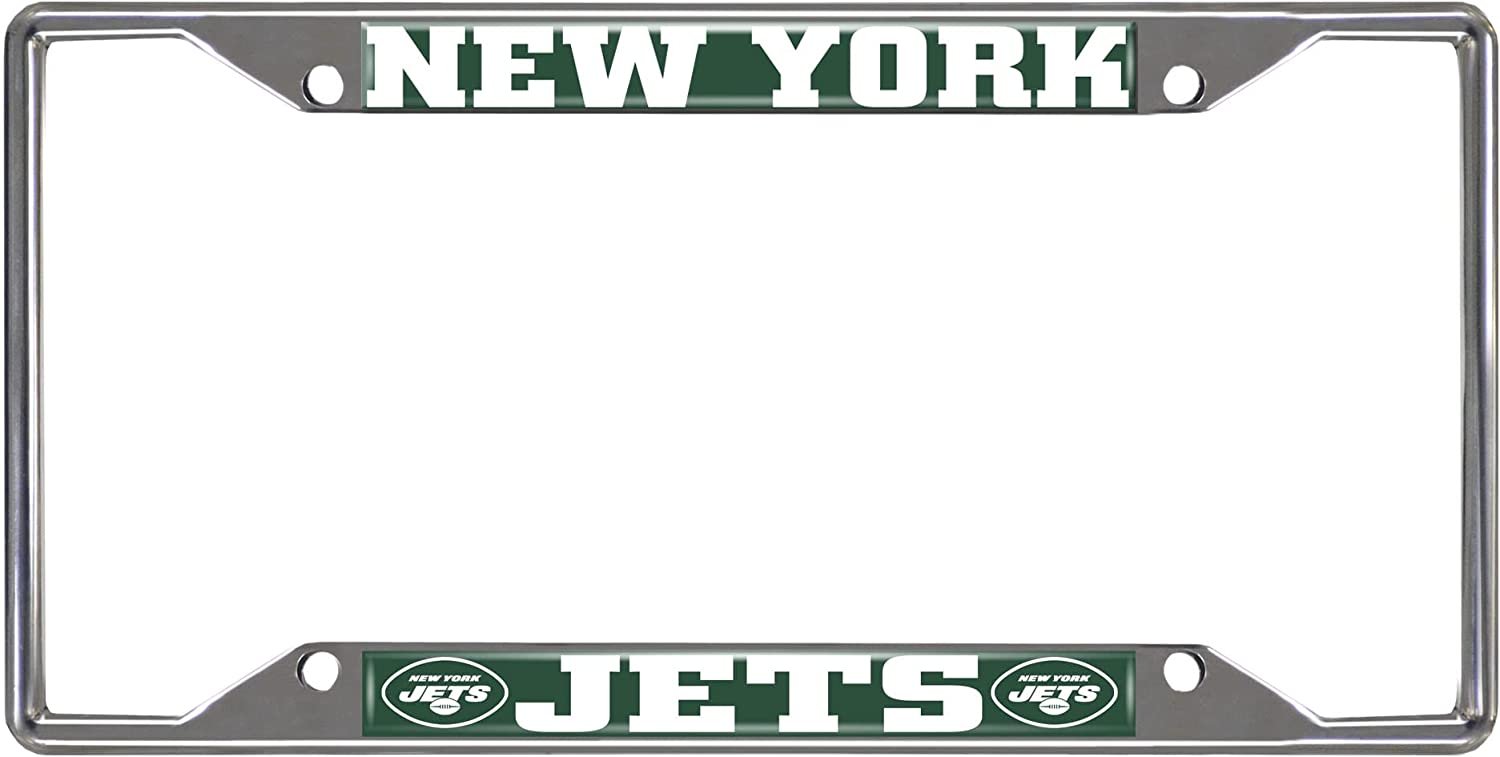 New York Jets Metal License Plate Frame Chrome Tag Cover 6x12 Inch