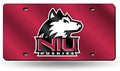 Northern Illinois University Huskies Premium Laser Cut Tag License Plate, Red Mirrored Acrylic Inlaid, 12x6 Inch
