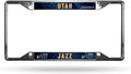 Utah Jazz Metal License Plate Frame Chrome Tag Cover 6x12 Inch EZ View Design