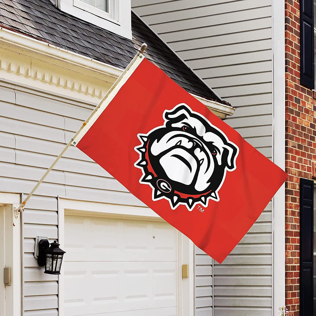 University of Georgia Bulldogs Premium 3x5 Feet Flag Banner, Mascot Logo Design, Metal Grommets, Outdoor Use, Single Sided