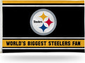 Pittsburgh Steelers 3x5 Feet Flag Banner, World's Biggest Fan, Metal Grommets, Single Sided, Indoor or Outdoor Use