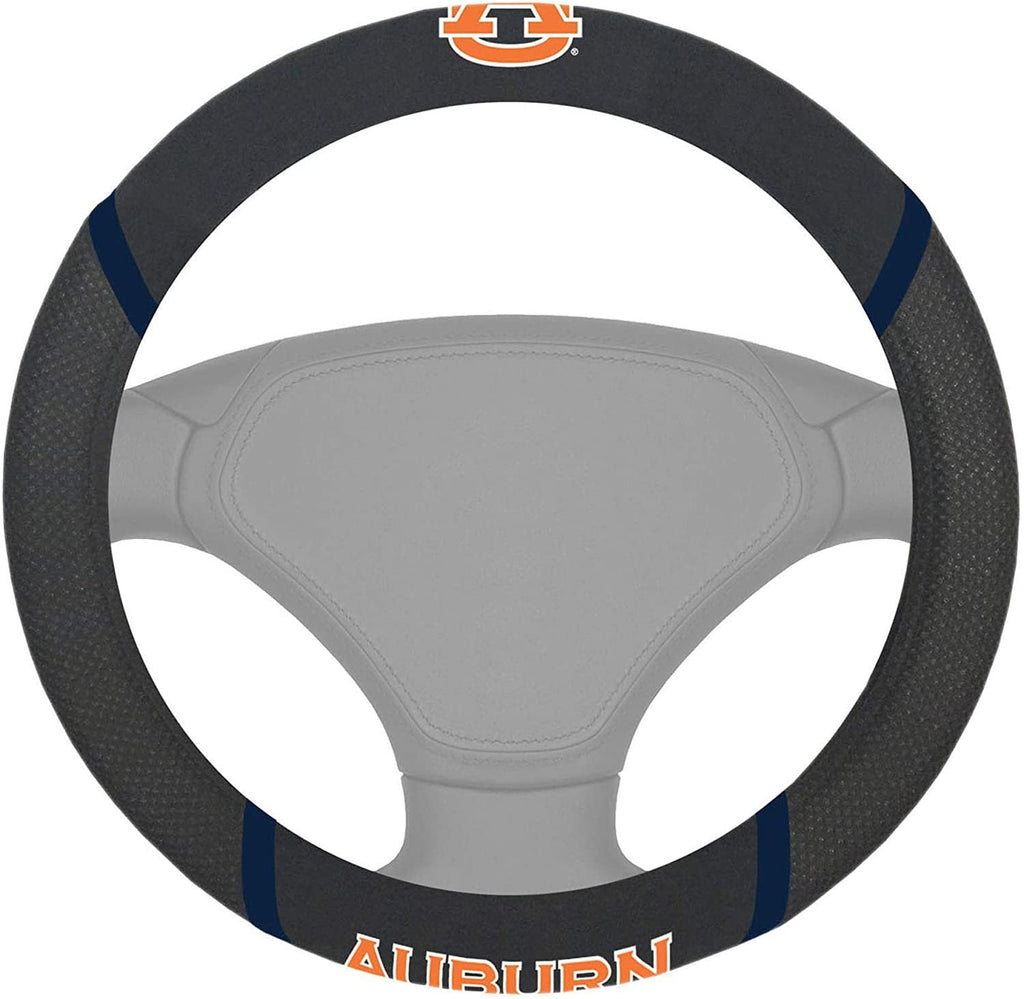 Auburn Tigers Steering Wheel Cover Premium Embroidered Black 15 Inch University