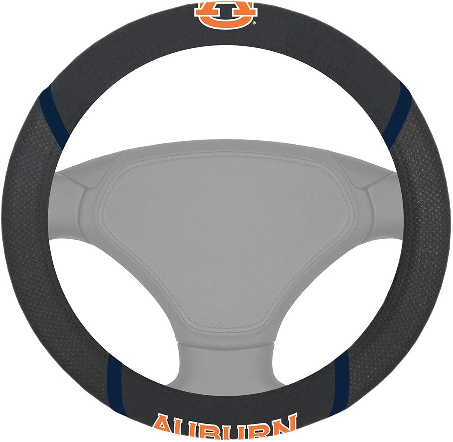 Auburn Tigers Steering Wheel Cover Premium Embroidered Black 15 Inch University