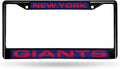New York Giants Black Metal License Plate Frame Tag Cover, Laser Acrylic Mirrored Inserts, 12x6 Inch