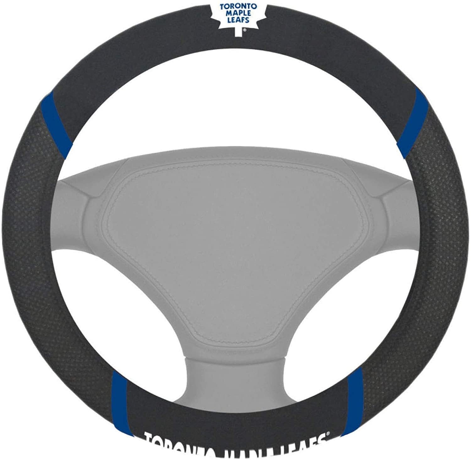 Toronto Maple Leafs Steering Wheel Cover Premium Embroidered Black 15 Inch