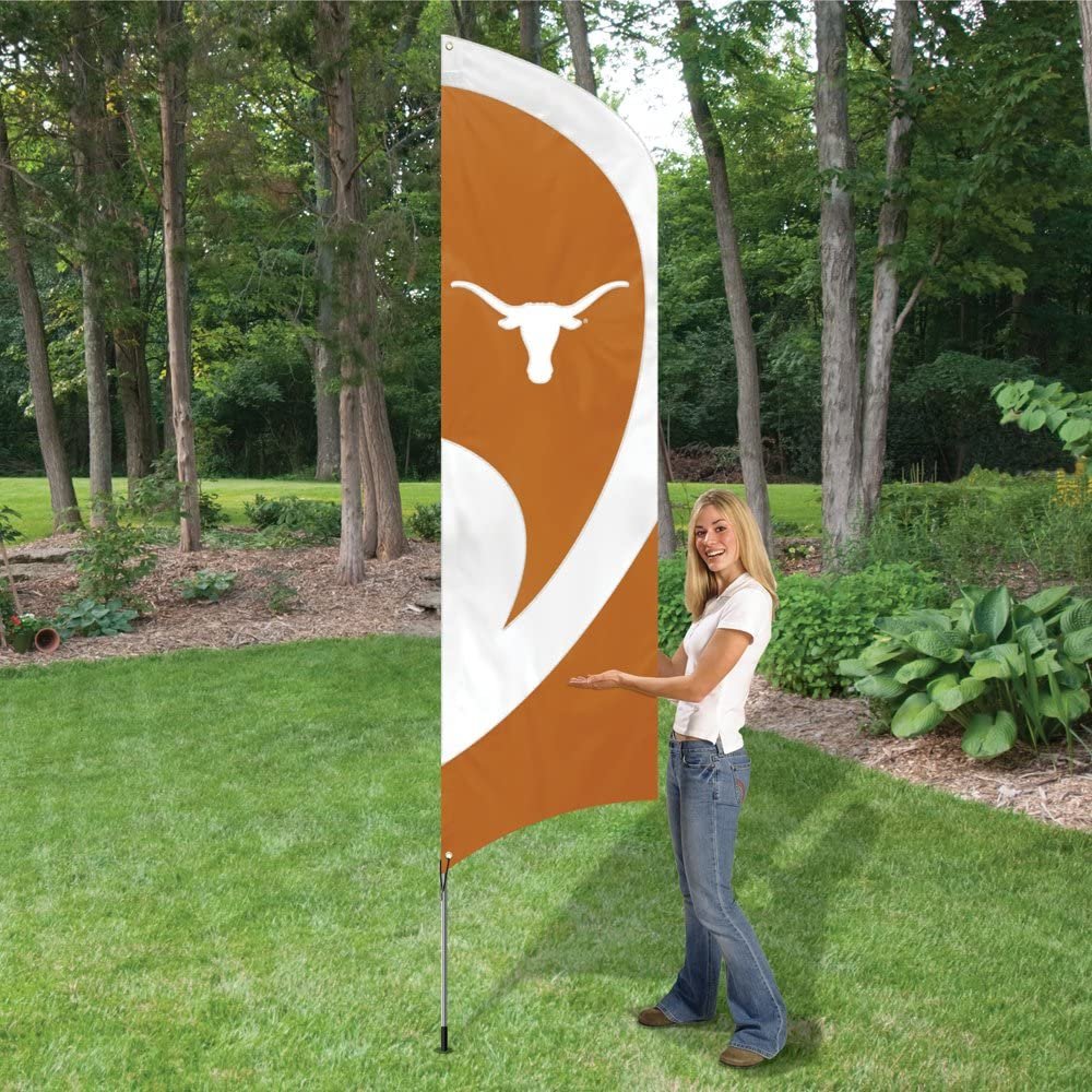 University of Texas Longhorns Tall Team Flag Tailgating Flag Kit 8.5 x 2.5 feet with Pole