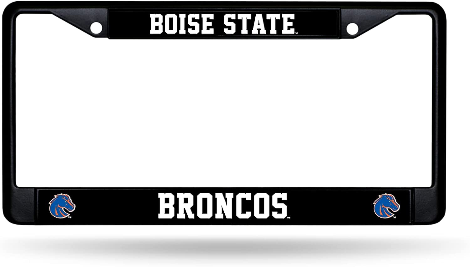 Boise State University Broncos Black Metal License Plate Frame Chrome Tag Cover 6x12 Inch