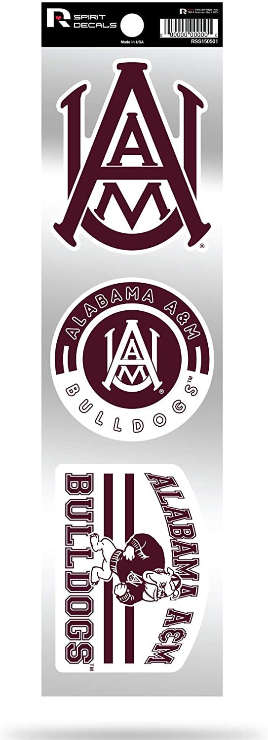 Alabama A&M Bulldogs Triple Retro Throwback Spirit Decals Flat Vinyl Auto Home Sticker Sheet University of