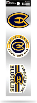 Wisconsin Eau Claire Blugolds Triple Retro Throwback Spirit Decals Flat Vinyl Auto Home Sticker Sheet University of