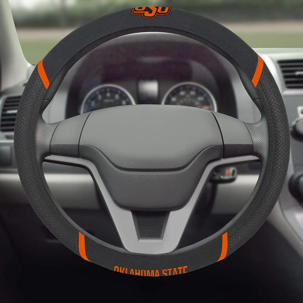 Oklahoma State Cowboys Steering Wheel Cover Embroidered Black 15 Inch University
