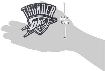 Oklahoma City Thunder Silver Chrome Color Auto Emblem, Raised Molded Plastic, 3.5 Inch, Adhesive Tape Backing