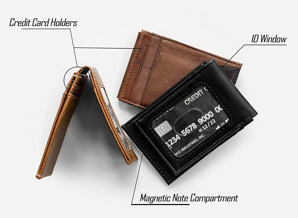 University of Virginia Cavaliers Premium Black Leather Wallet, Front Pocket Magnetic Money Clip, Laser Engraved, Vegan