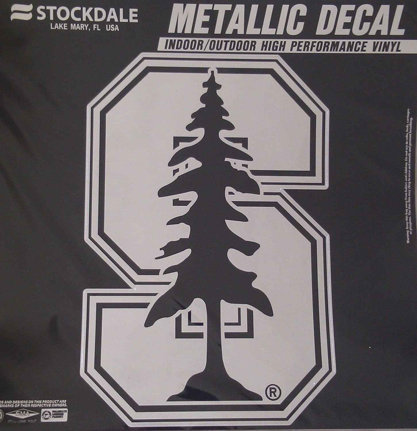 Stanford University Cardinal 12 Inch Decal Sticker, Metallic Chrome Shimmer Design