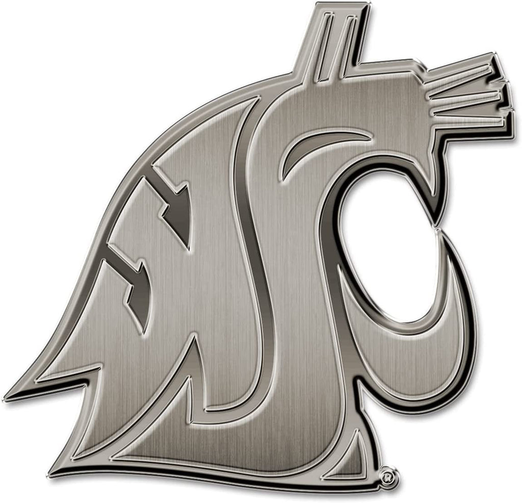 Washington State University Cougars Solid Metal Auto Emblem Antique Nickel for Car/Truck/SUV
