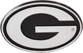 University of Georgia Bulldogs Silver Chrome Color Auto Emblem Molded Raised Adhesive Tape Backing