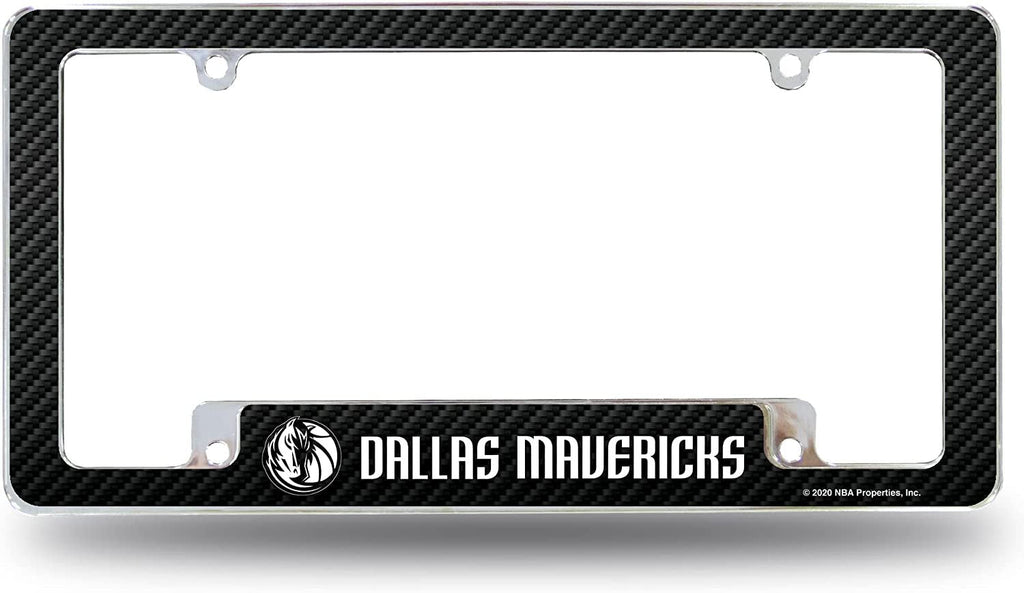 Dallas Mavericks Metal License Plate Frame Chrome Tag Cover Carbon Fiber Design 6x12 Inch