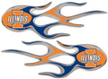 University of Illinois Illini Pair of Decal Sticker Emblem, Air Puffed Raised, Micro Flame Design, Full Adhesive Backing, 2x5 Inch Each