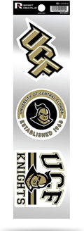 University of Central Florida Knights UCF 3-Piece Retro Decal Sticker Sheet, Die Cut, Clear Backing, 3x12 Inch