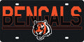 Cincinnati Bengals Premium Laser Cut Tag License Plate, Duo-Tone, Mirrored Acrylic Inlaid, 6x12 Inch